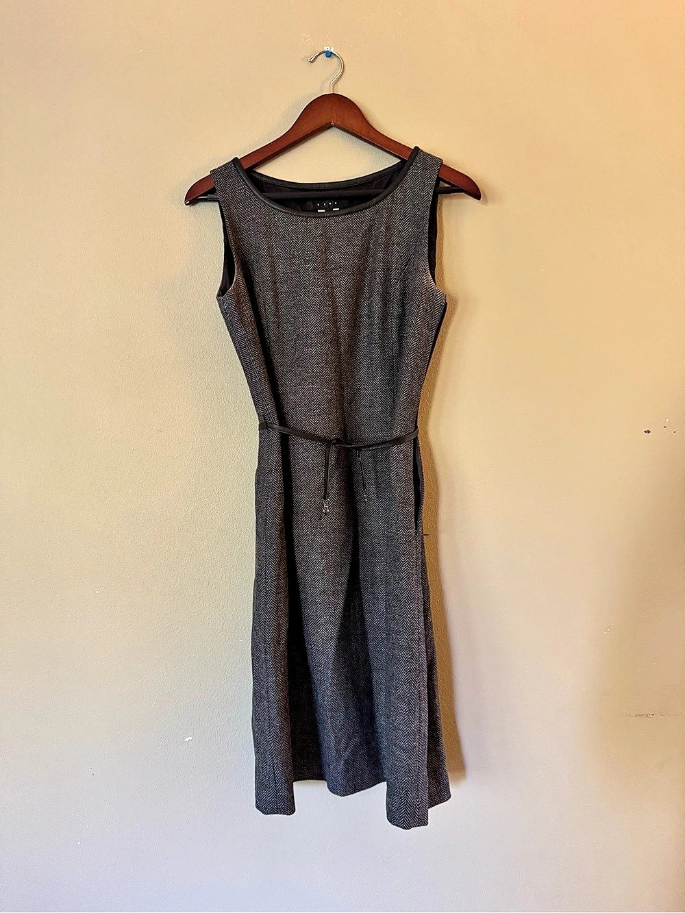 bcbg Herringbone Midi Dress Gray & Black Size 40